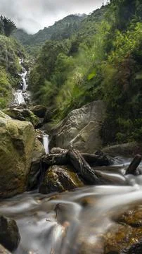 Impressive long exposure image of river in ecuador. Foto stock