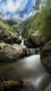Impressive long exposure image of river in ecuador. Stock Photos