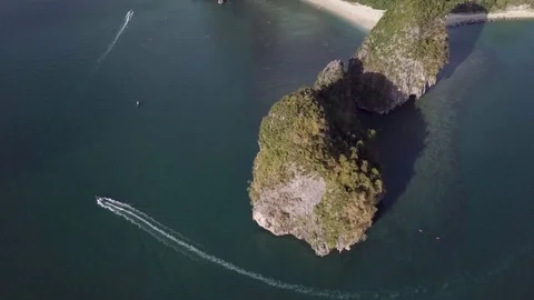 Impressive mountain by the beach in Railay Beach in Thailand Stock Footage 123712871