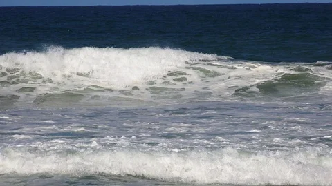Impressive oceanic waves  breaking on the shore of a small island1 Stock Footage 108041015