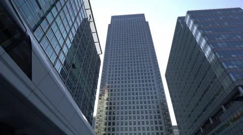 Impressive One Canada skyscraper at Canary Wharf Stock Footage