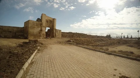 Impressive remains of the ancient gate of the old fortress close to the border Stock Footage 81901183