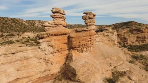 Impressive rock formation shaped by erosion in Mendoza, Argentina. Stock Footage 307373629