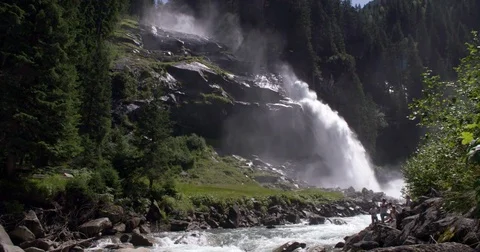 Impressive scenery waterfall of Krimml, Austria landmark 4K Stock Footage 79405899