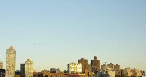 Impressive Skyscrapers And Plane Flying Through New York,Beautiful Skyscrapers Stock Footage 112181706