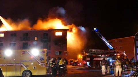 Impressive smoke during structure fire Stock Footage 105288493