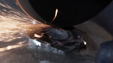 Impressive spark shower of angular grinder. A metal worker is cleaning the rusty Stock-Footage 130767884