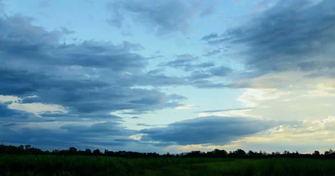 Impressive summer landscape over fields and dark blue sky Stock Footage 53836107