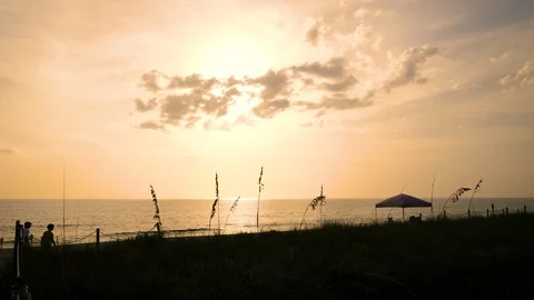 Impressive Sunset at the Beach Seaside Stock Footage 93960103