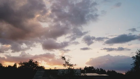Impressive Sunset with clouds captured in a timelapse Video stock 96328703