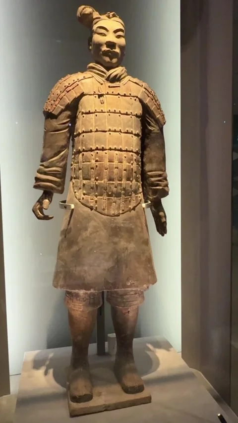 Impressive Terracotta Warrior Statue at Museum of Qin Shi Huang, Xi'an Stock Footage 337093704