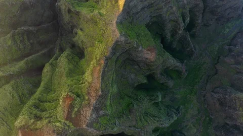 Impressive top view over coastal cliffs washed by the Pacific ocean. Aerial, 4K Stock Footage