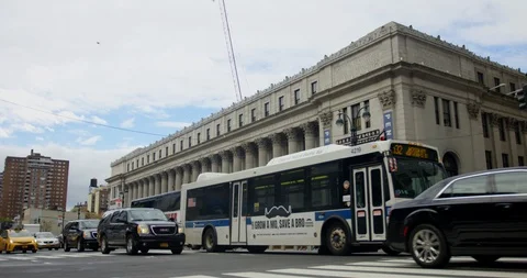 Impressive United States Postal Office Building With Busy Traffic Passing By  Stock Footage 111874331