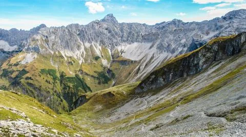 Impressive valley close to oberstdorf Stock Photos
