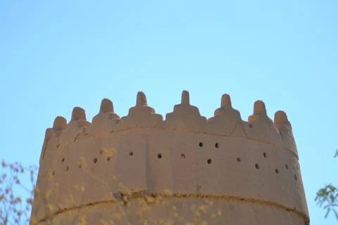 Impressive view of the mud-brick buildings and trees of Ait Benhaddou 스톡 사진
