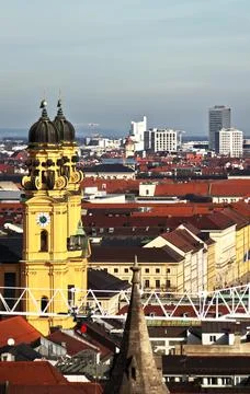 Impressive view of Munich from the Alter Peter tower. Stock Photos