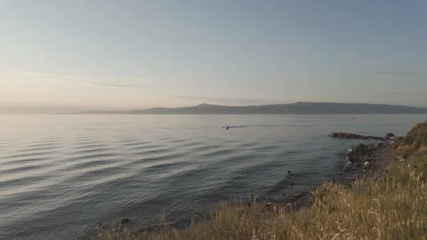 Impressive view of sea waves of Mudanya with a beautiful sunset Stock Footage 311114429