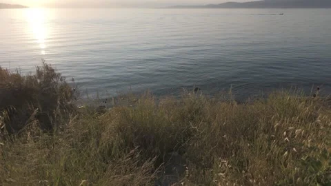 Impressive view of sea waves of Mudanya with a beautiful sunset Stock Footage 311114451