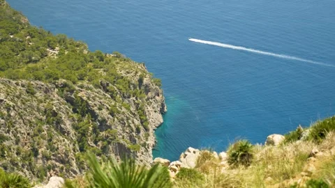 Impressive view while hiking in Alcudia, Mallorca, Balearic Islands, Spain Stock Footage 303754077