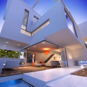 Impressive villa close up Stock Illustration