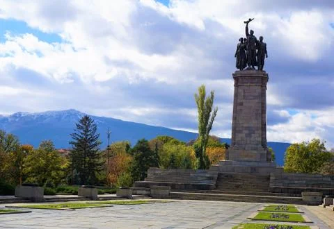 Impressive war monument in a park in Sofia Stock Photos