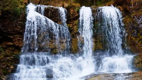 Impressive Weissbach waterfall in Germany 库存影片 86287463