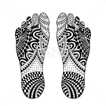 The imprint of the feet. Tangle pattern. Stock Illustration
