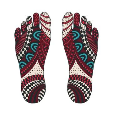 The imprint of the feet. Tangle pattern. Stock Illustration