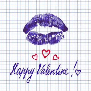 The imprint of lips on paper Stock Illustration