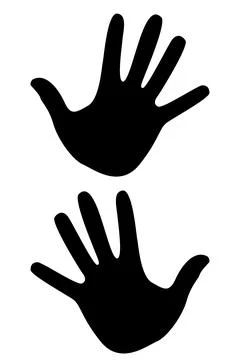 Imprint of the right and left palm. Human hands. Silhouette of a human hand Stock Illustration