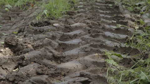 Imprinted pattern of tractor tire 4K video Stock Footage 209120207