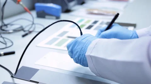 Imprinting the color code on plastic board Stock Footage 141760072