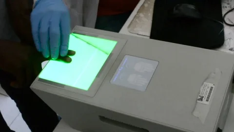 Imprinting fingerprint identification operations Video stock 77003506