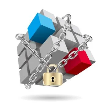 The imprisoned Rubik's Cube, the background is white. Stock Illustration