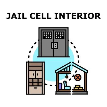Imprisonment and detention exploring a jail cell interior Stock Illustration
