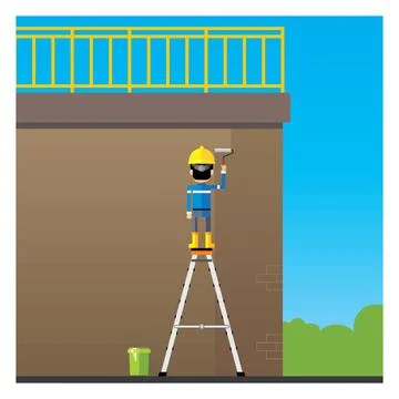 Improper use of ladder Stock Illustration