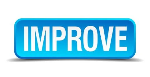Improve blue 3d realistic square isolated button Illustrazione stock