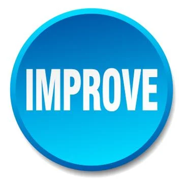 Improve blue round flat isolated push button Stock Illustration