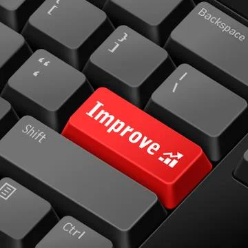 Improve business concept with 3d computer keyboard Stock Illustration