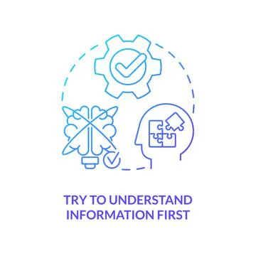 Improve information understanding blue gradient concept icon Stock Illustration