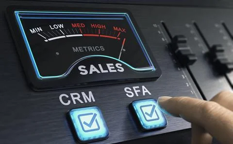 Improve operational efficiency by using  CRM and SFA. Customer Relationship.. Stock Photos
