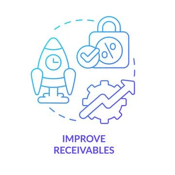 Improve receivables blue gradient concept icon Stock Illustration