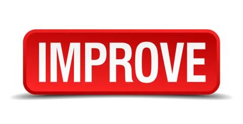 Improve red 3d square button on white background 스톡 일러스트