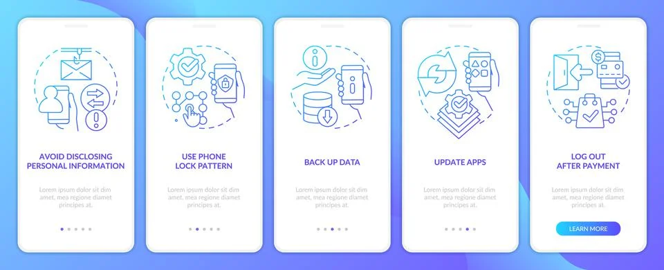 Improve smartphone security blue gradient onboarding mobile app screen Stock-Illustration