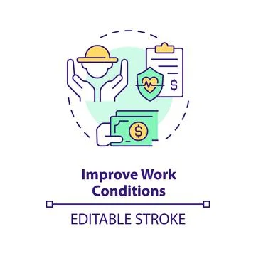 Improve work conditions multi color concept icon Stock Illustration