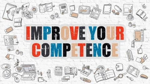 Improve Your Competence in Multicolor. Doodle Design Stock Illustration