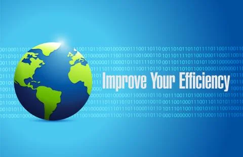 Improve Your Efficiency binary globe sign concept Stock Illustration