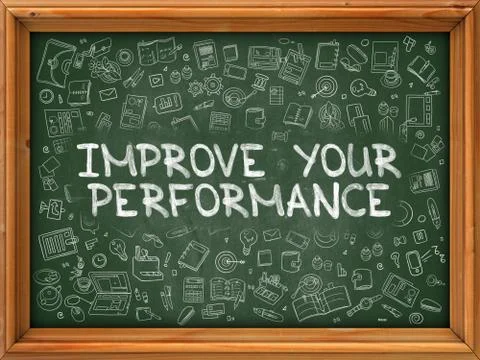 Improve Your Performance - Hand Drawn on Green Chalkboard Stock Illustration