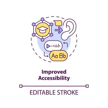 Improved accessibility in AI education concept icon Stock Illustration