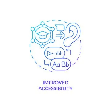 Improved accessibility in AI education concept icon Stock Illustration